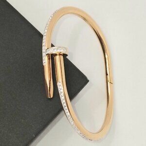 💎18k Gold Plated Nail Bracelet with Cubic Zirconia 316L Steel Trendy jewelry